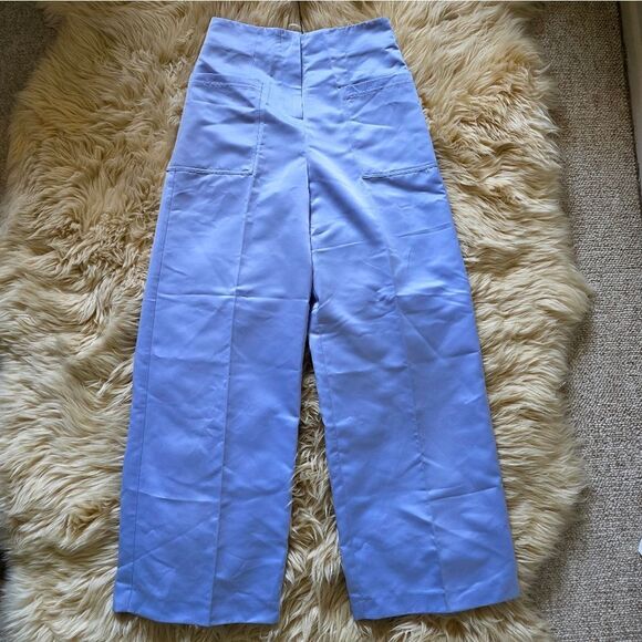 NWT Zara Light Purple/blue Satin Effect Wide Leg Pants Size Medium - Picture 2 of 12